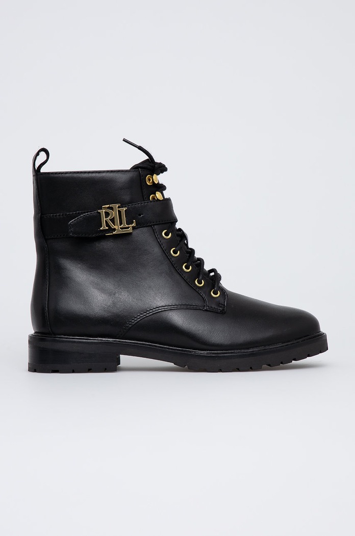 Lauren Ralph Lauren botki skórzane Elridge płaski czarny 802838413001.001