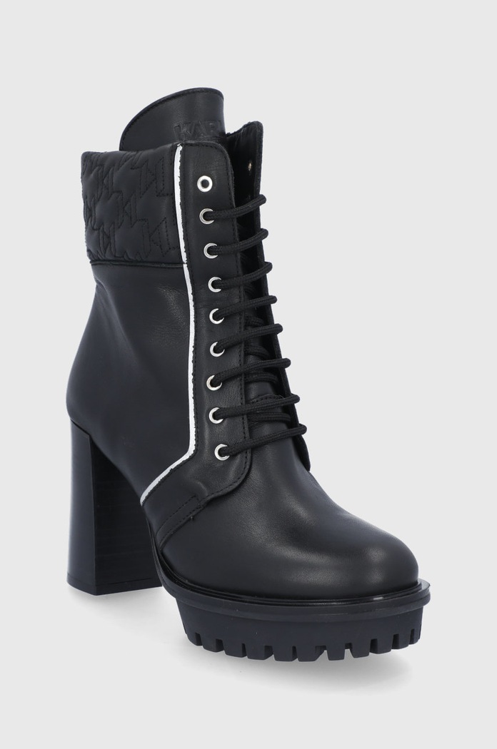 Karl Lagerfeld Botki skórzane Voyage IV KL30140.Black.Lthr KL30140.Black.Lthr czarny AW21