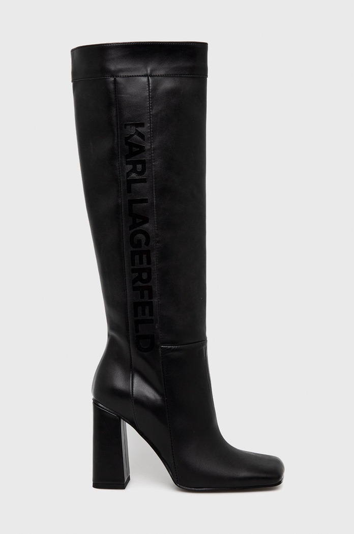 Karl Lagerfeld - Kozaki skórzane KL31480.000 słupek czarny KL31480.000