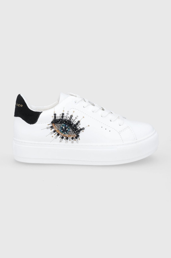 Kurt Geiger London bőr cipő Laney Eye lapos fehér 8487310109.10