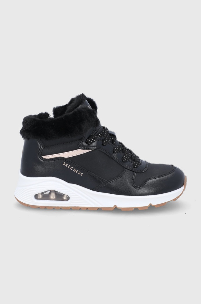 Skechers Buty dziecięce imitacja skóry licowej czarny 310518L