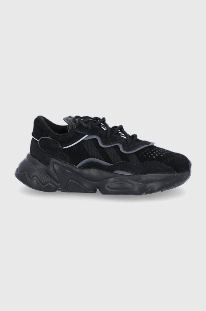 Παιδικά παπούτσια adidas Originals OZWEEGO δέρμα σαμουά μαύρο EF6298