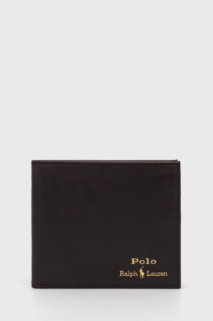 Δερμάτινο πορτοφόλι Polo Ralph Lauren λείο δέρμα καφέ 405803865001