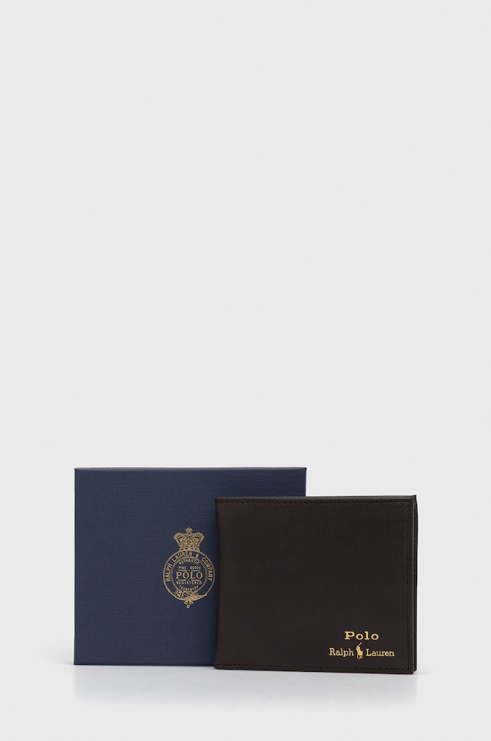 Δερμάτινο πορτοφόλι Polo Ralph Lauren καφέ 405803865001