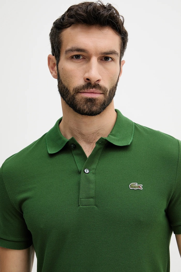 Βαμβακερό μπλουζάκι πόλο Lacoste πράσινο PH4012.