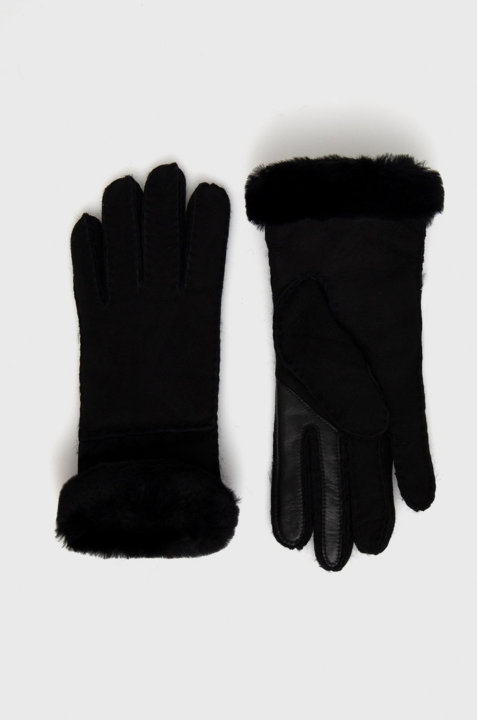 Велурени ръкавици UGG гладка кожа черен 17371