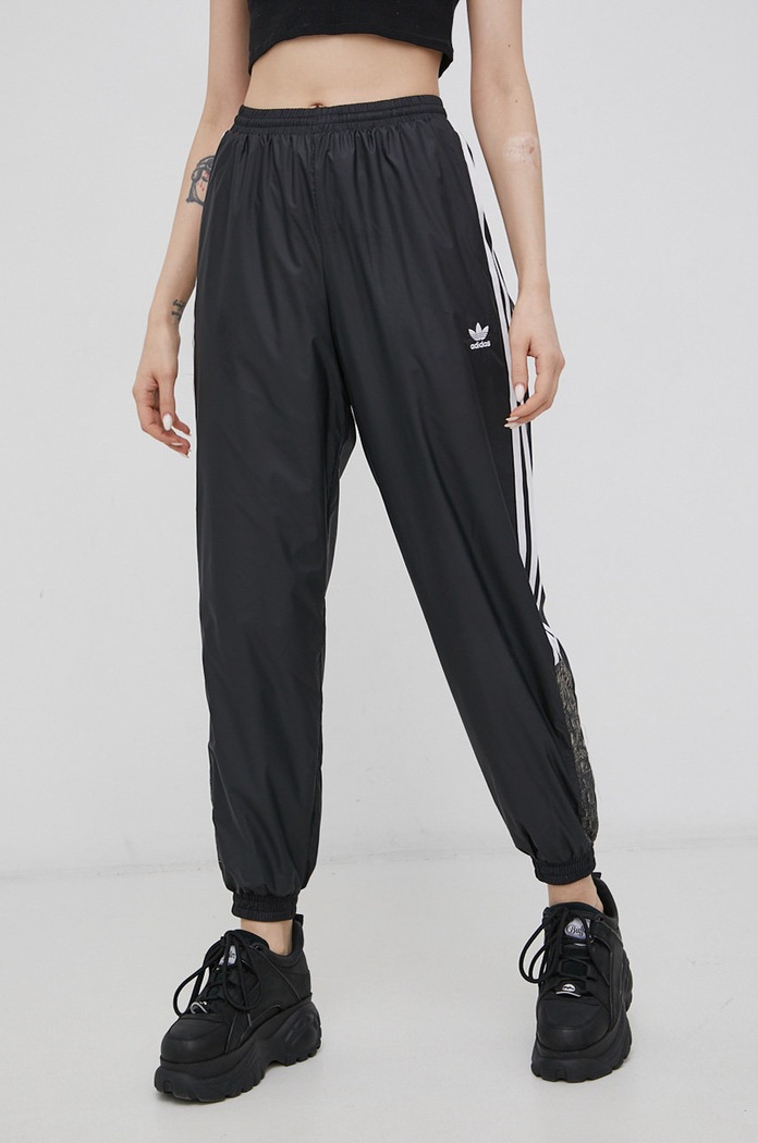 Hlače adidas Originals natpis crna H20430