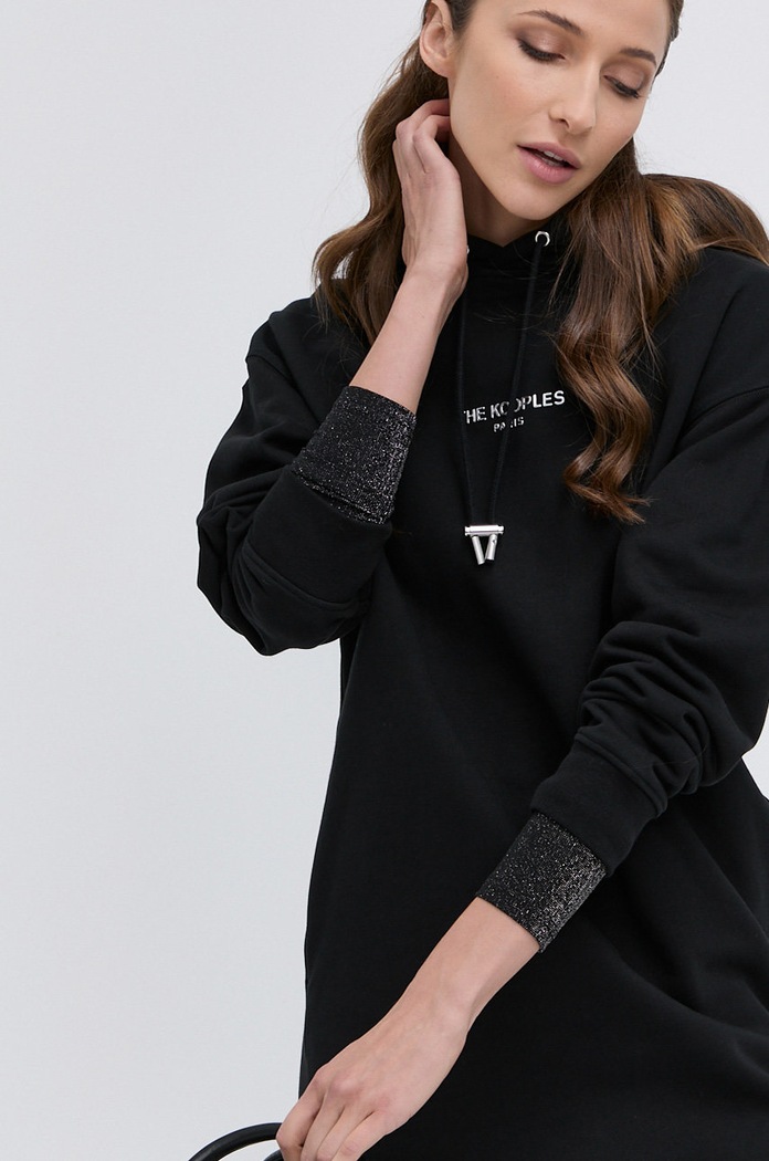 Šaty The Kooples s elastanom čierna FROB23113K