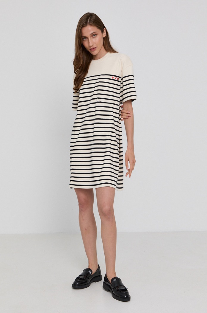 Victoria Victoria Beckham Sukienka 2321JDR002837A beżowy AW21