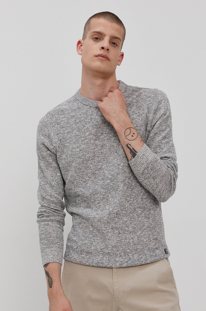 Sveter Premium by Jack&Jones okrúhly sivá 12183370
