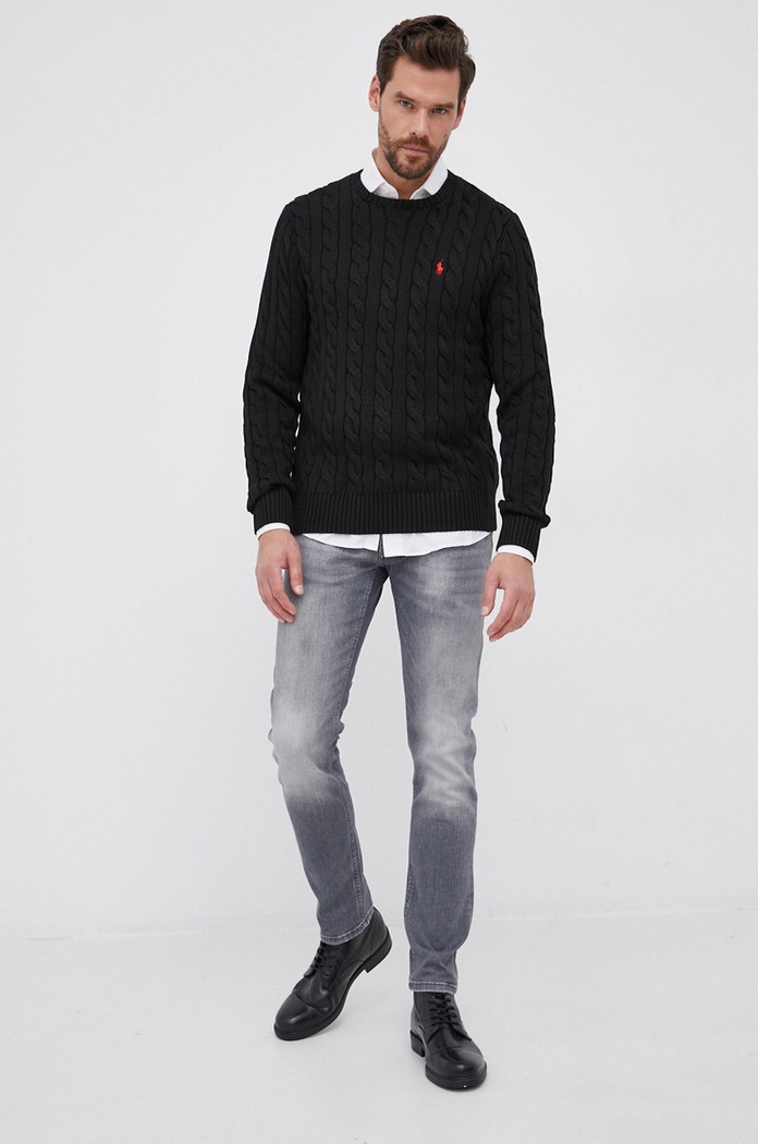 Памучен пуловер Polo Ralph Lauren 710775885012 черен AW21