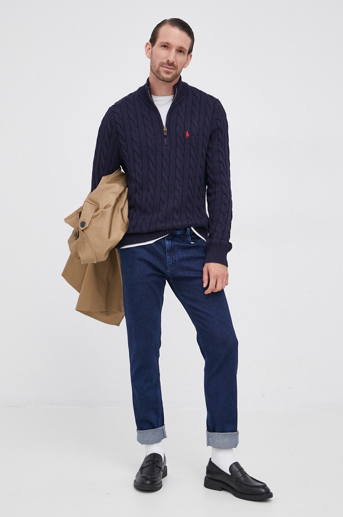 Polo Ralph Lauren - Sweter 710810841001 półgolf granatowy 710810841001