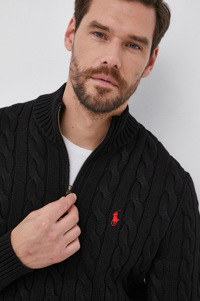 Bombažen pulover Polo Ralph Lauren črna 710810841006