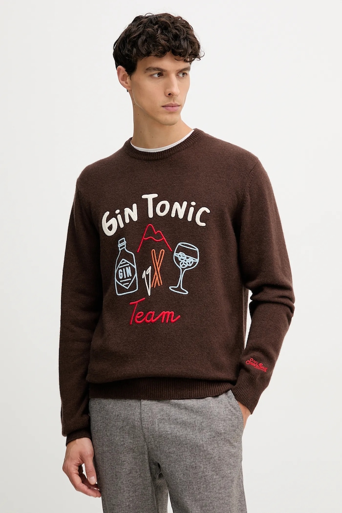 MC2 Saint Barth maglione in lana medio spessore marrone HER0001