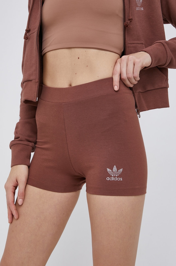 adidas Originals Szorty HF9204 aplikacja brązowy HF9204