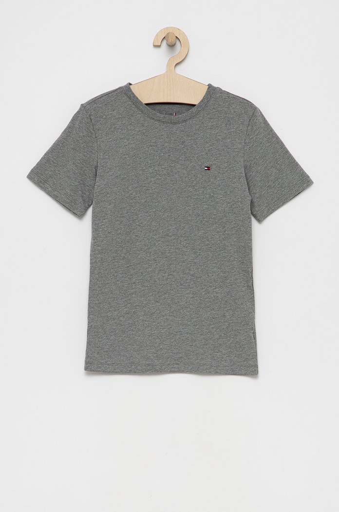 Dětské bavlněné tričko Tommy Hilfiger UB0UB00310.4890 šedá AW25