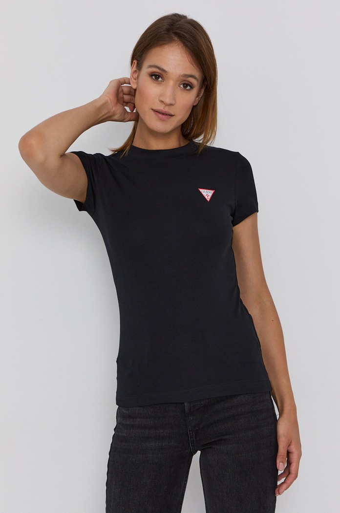 Guess T-shirt W1YI0Z.J1311 z elastanem czarny W1YI0Z.J1311