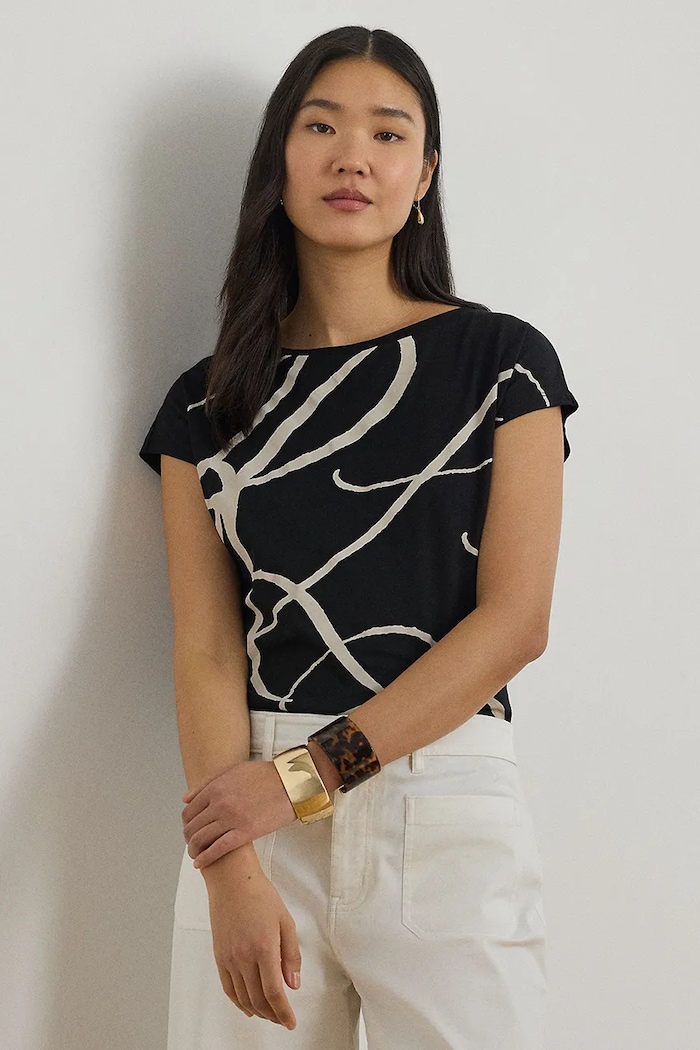 Lauren Ralph tricou cu modele negru 200748765002