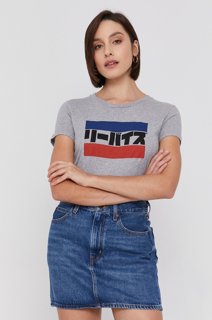 Levi's T-shirt bawełniany nadruk szary 17369.1776