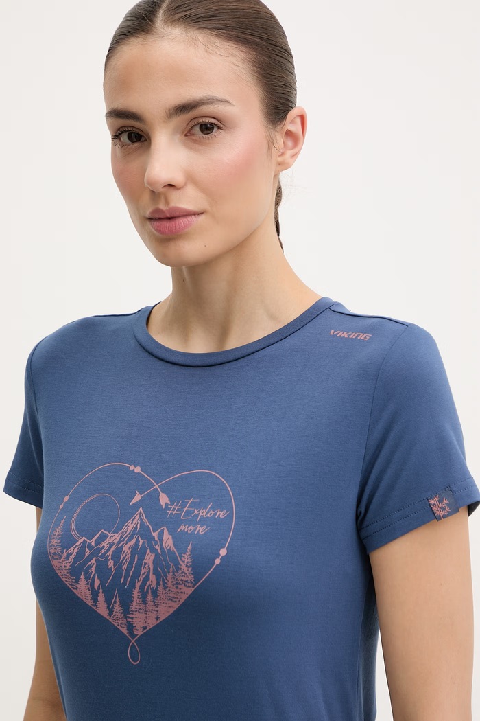 Viking tricou pentru trekking femeiesc Lenta Bamboo bleumarin 500.22.5540
