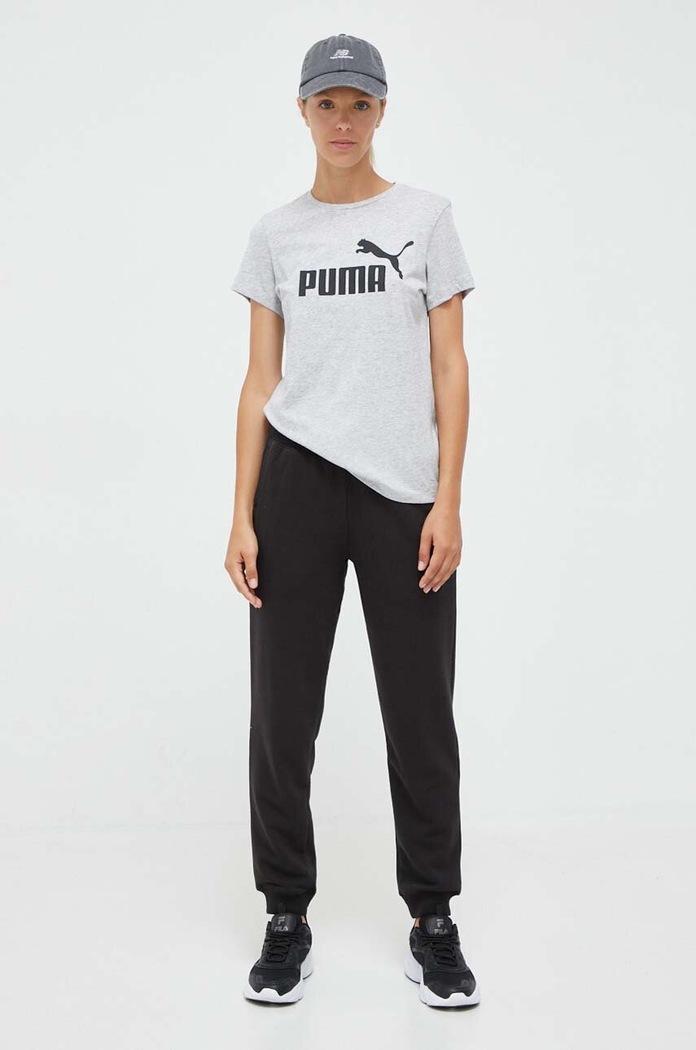 Bavlněné tričko Puma 586774 šedá AW23