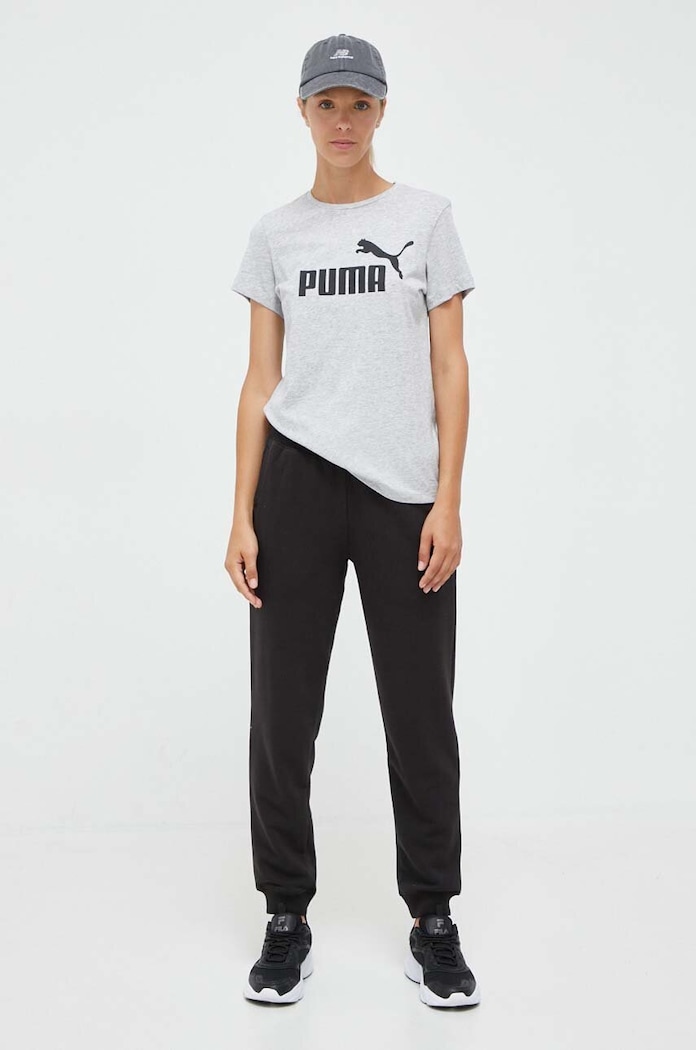 Bavlněné tričko Puma 586774 šedá AW23