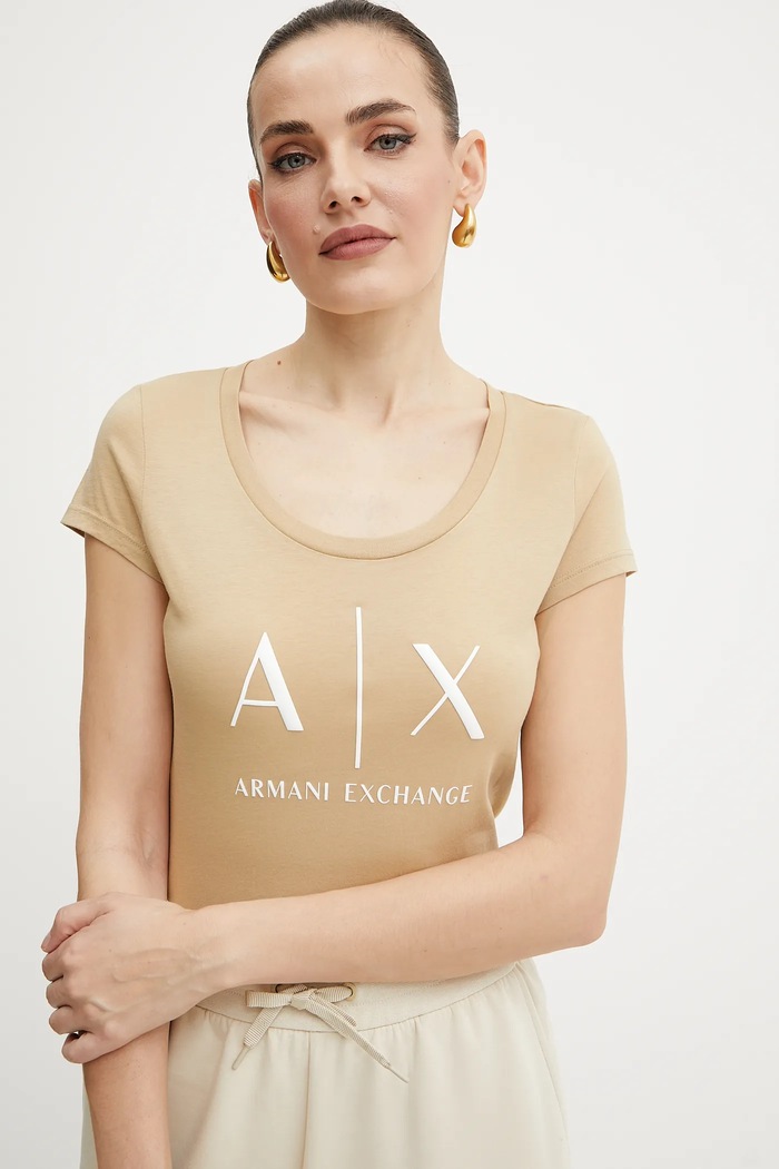 Bavlnené tričko Armani Exchange béžová 8NYT70.YJ16Z