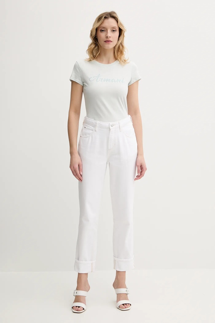 Armani Exchange bavlněné tričko 8NYT91.YJG3Z tyrkysová SS25