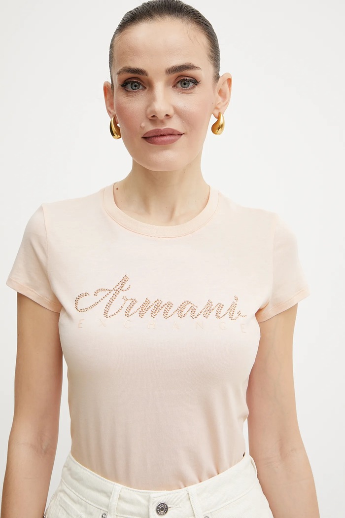 Tricou din bumbac Armani Exchange 8NYT91.YJG3Z portocaliu