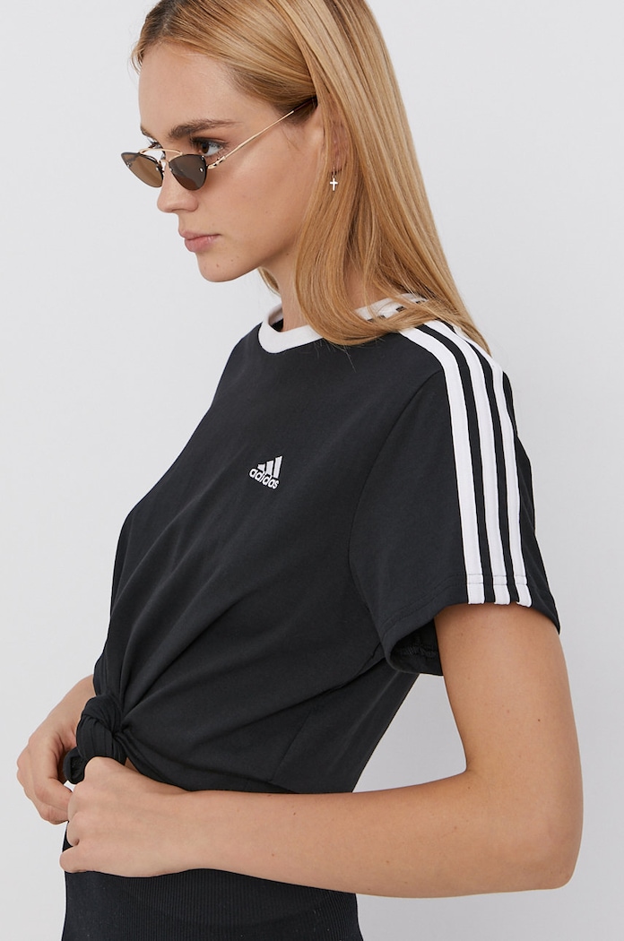 adidas T-shirt bawełniany Essentials bawełna czarny GS1379
