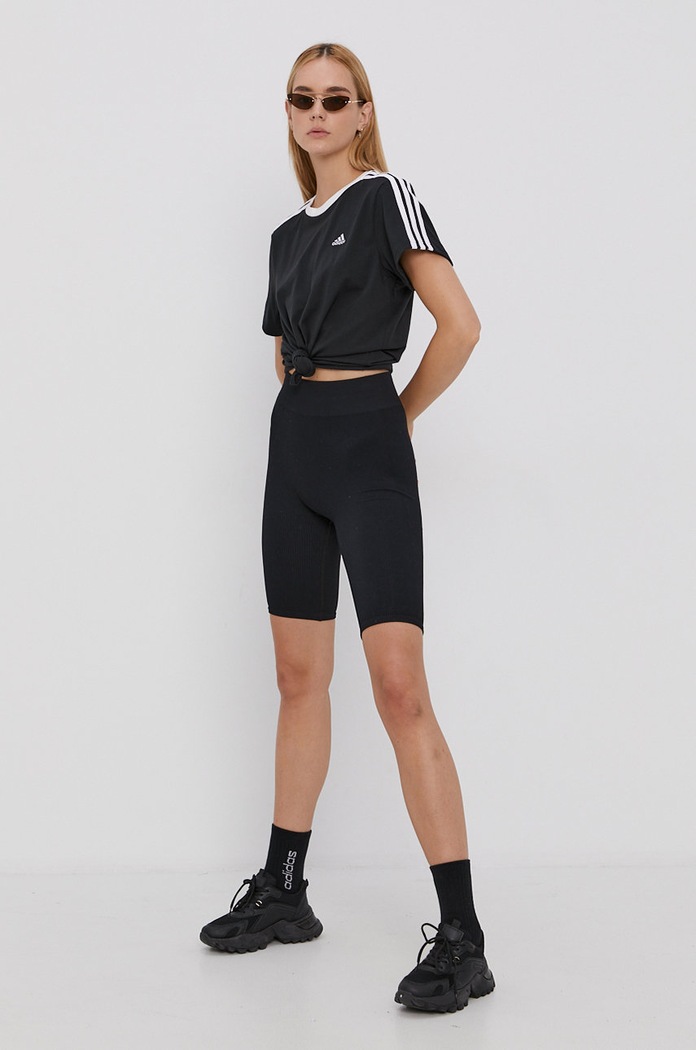 adidas T-shirt bawełniany Essentials GS1379 czarny AW21