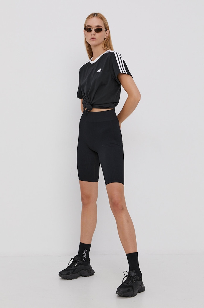 adidas T-shirt bawełniany Essentials GS1379 czarny AW21