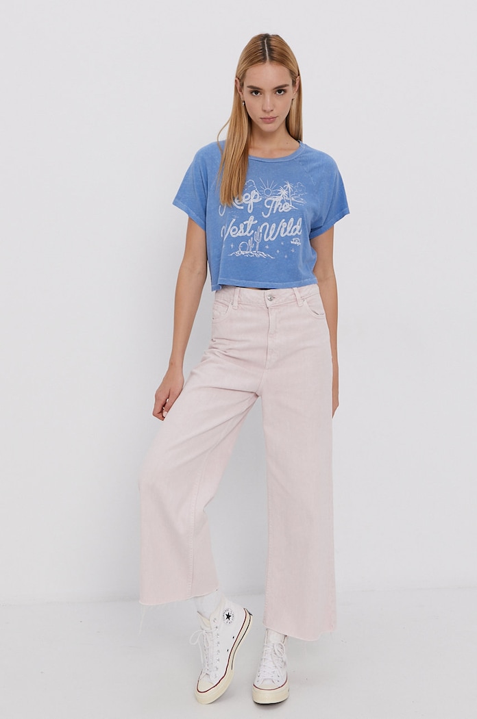 Bavlnené tričko Billabong x Wrangler Z3KT06BIF1.2866 modrá AW21