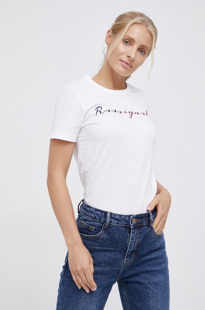 Rossignol Tricou din bumbac print alb RLKWY05