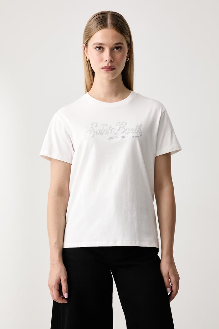 MC2 Saint Barth T-shirt damski bawełniany beżowy EMI0002