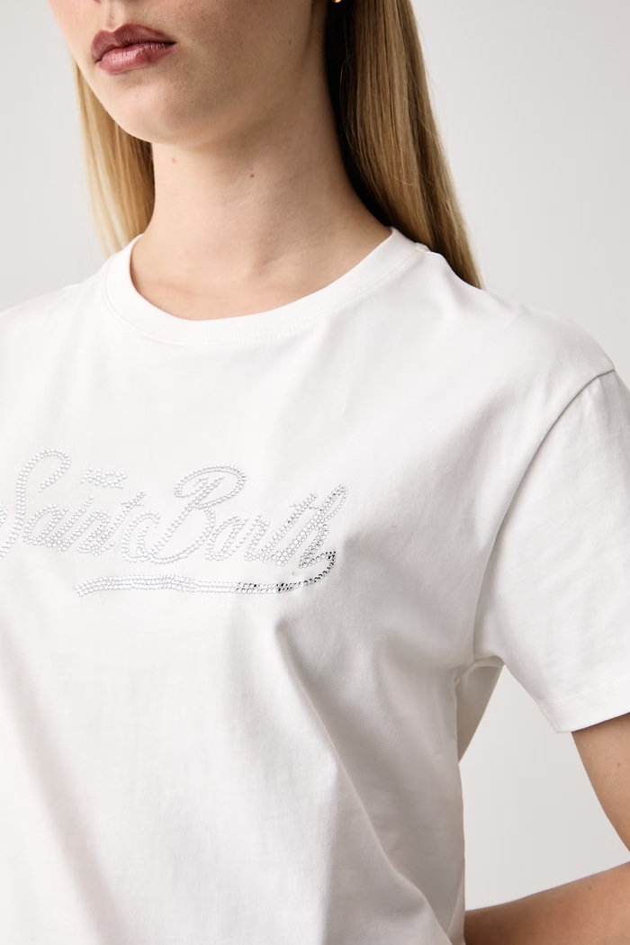 T-shirt damski bawełniany MC2 Saint Barth EMI0002 beżowy