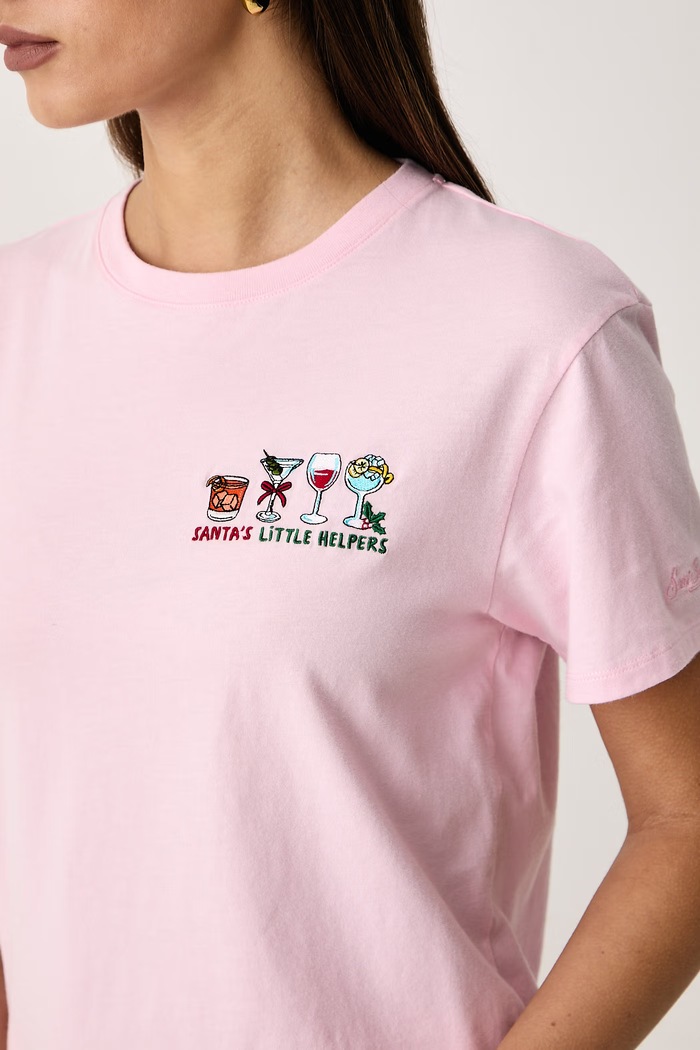 T-shirt da donna in cotone MC2 Saint Barth EMI0002 rosa