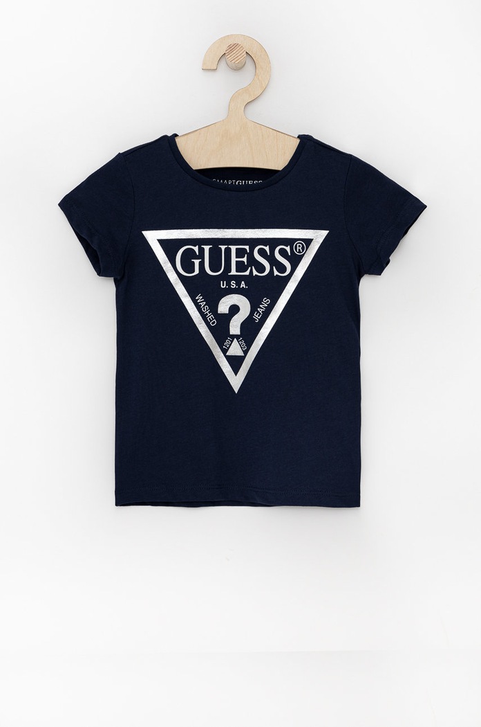 Dětské bavlněné tričko Guess kulatý námořnická modř K73I56.K8HM0