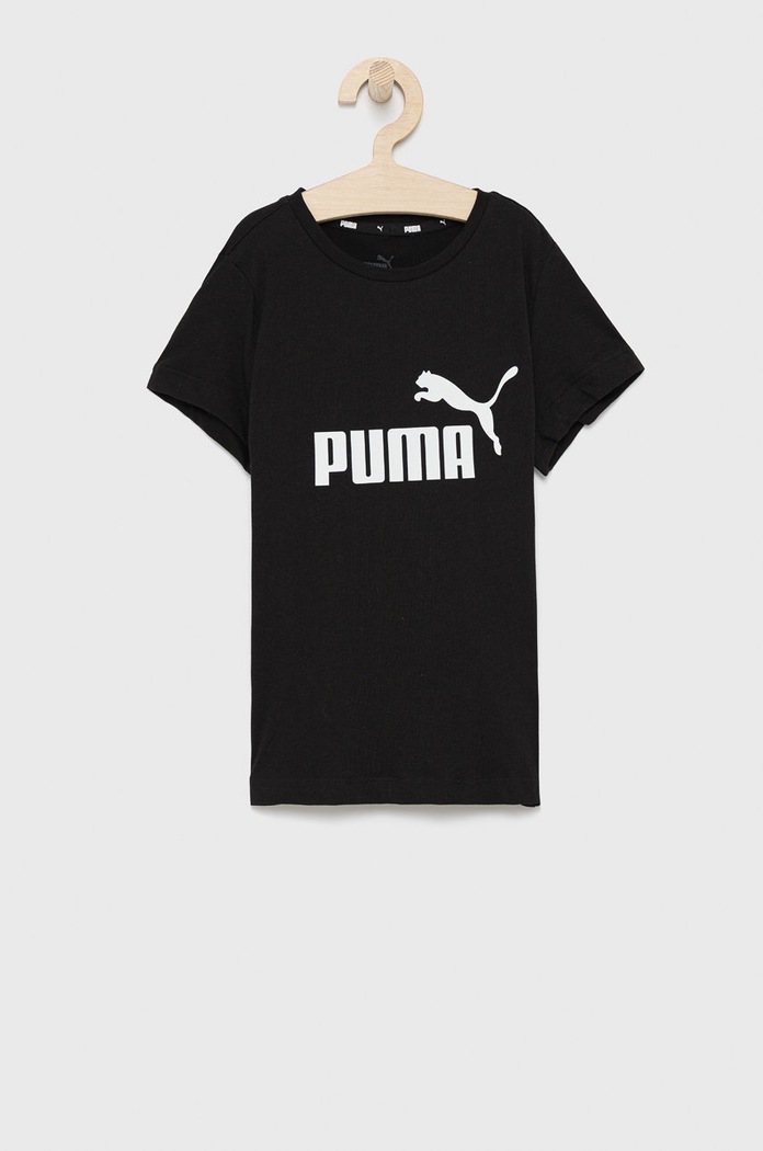 Dětské bavlněné tričko Puma 587029 kulatý černá 587029