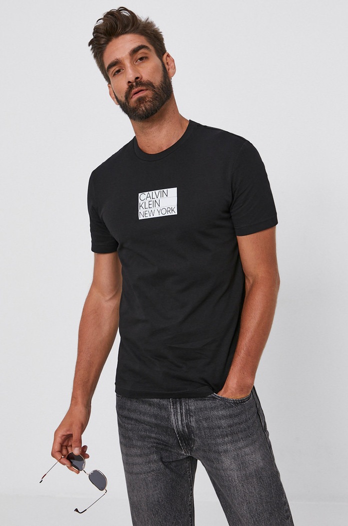 Bavlněné tričko Calvin Klein potisk černá K10K107309.4890