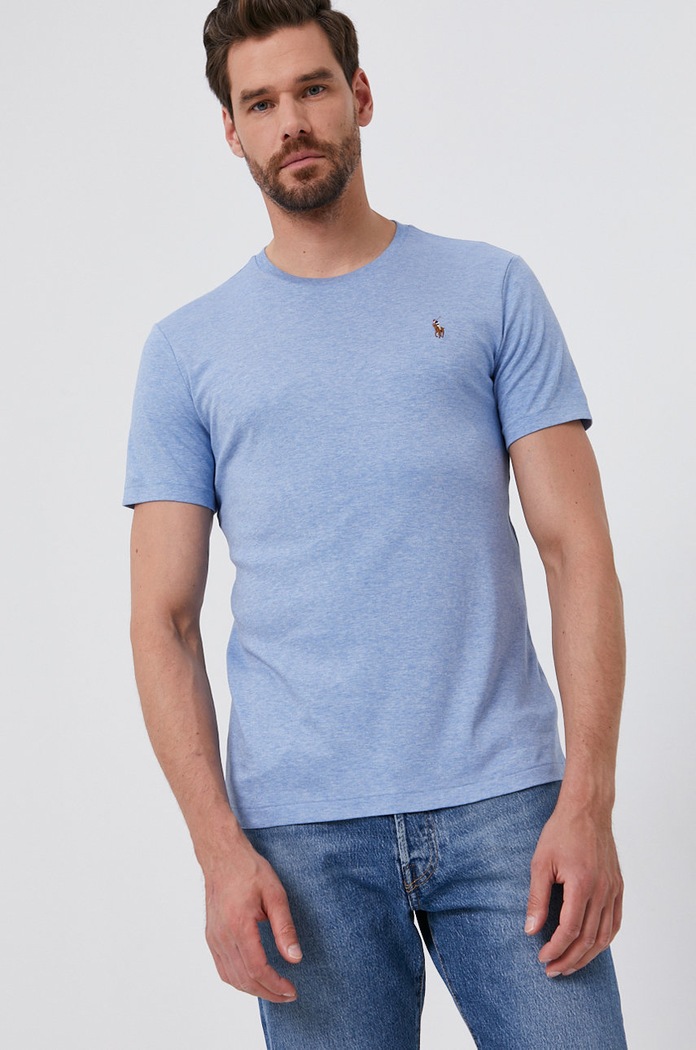 Bavlnené tričko Polo Ralph Lauren 710740727017 modrá AW21