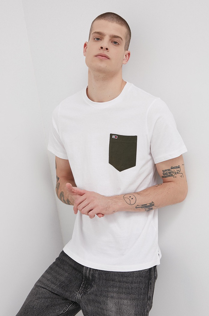 Tommy Jeans T-shirt bawełniany DM0DM11439.4890 bawełna biały DM0DM11439.4890
