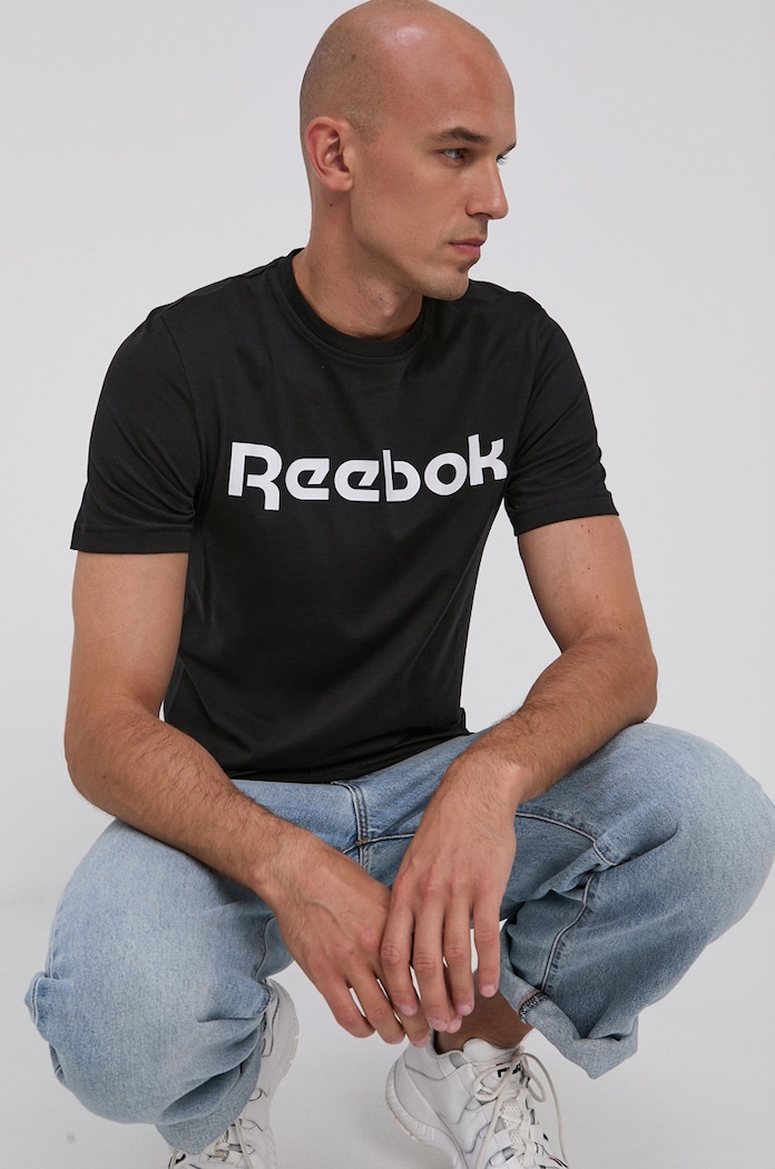 Bavlněné tričko Reebok Street potisk černá GJ0136