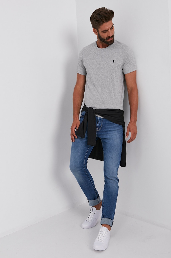 Bavlněné tričko Polo Ralph Lauren 714844756003 šedá AA00