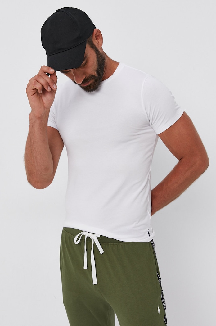 Kratka majica Polo Ralph Lauren Brez vzorca bela 714835960002