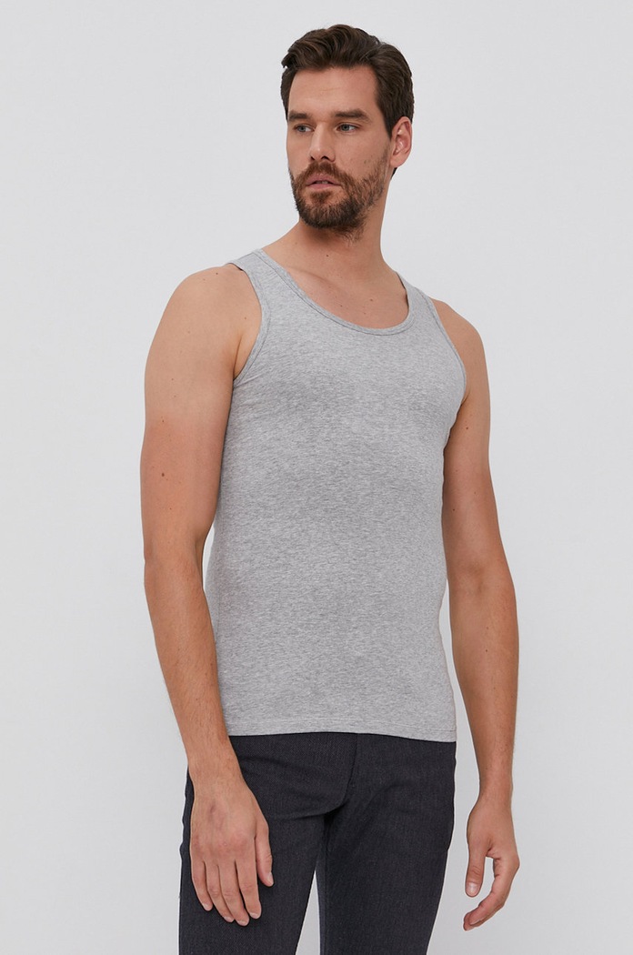 United Colors of Benetton тениска вталена сив 3OP82H257.501