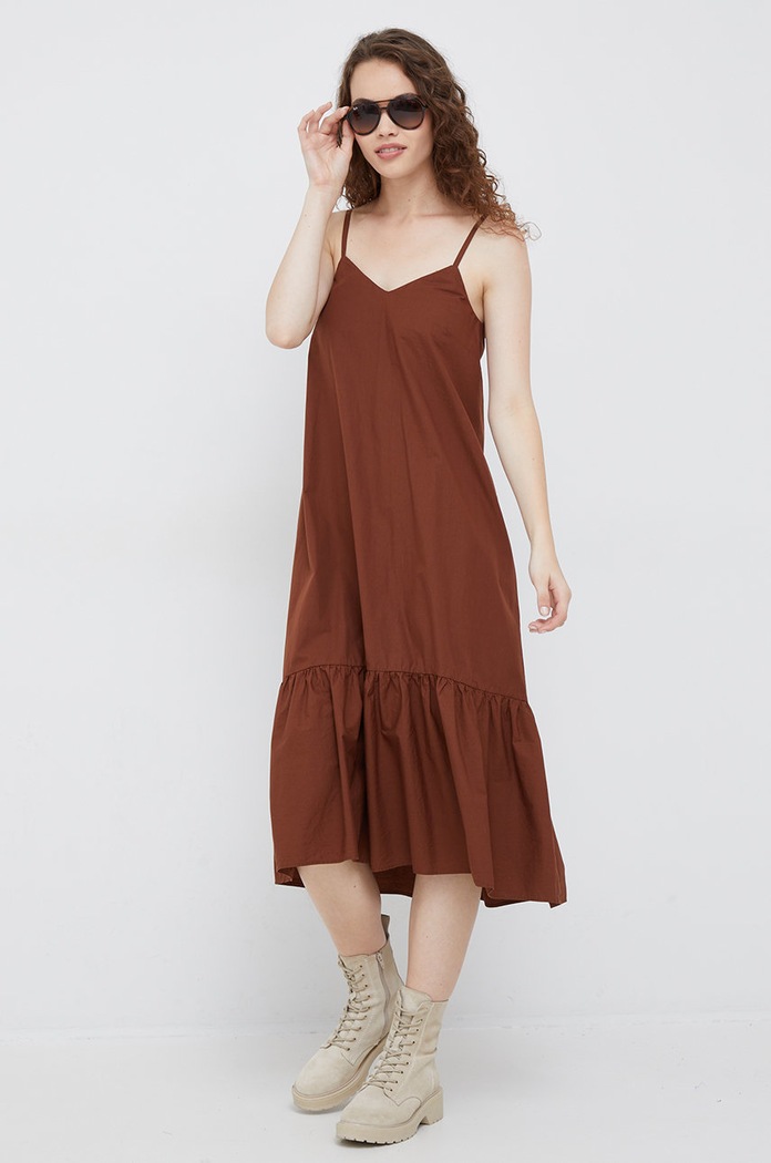Sisley sukienka bawełniana 42FFLV02T.068 brązowy AW22