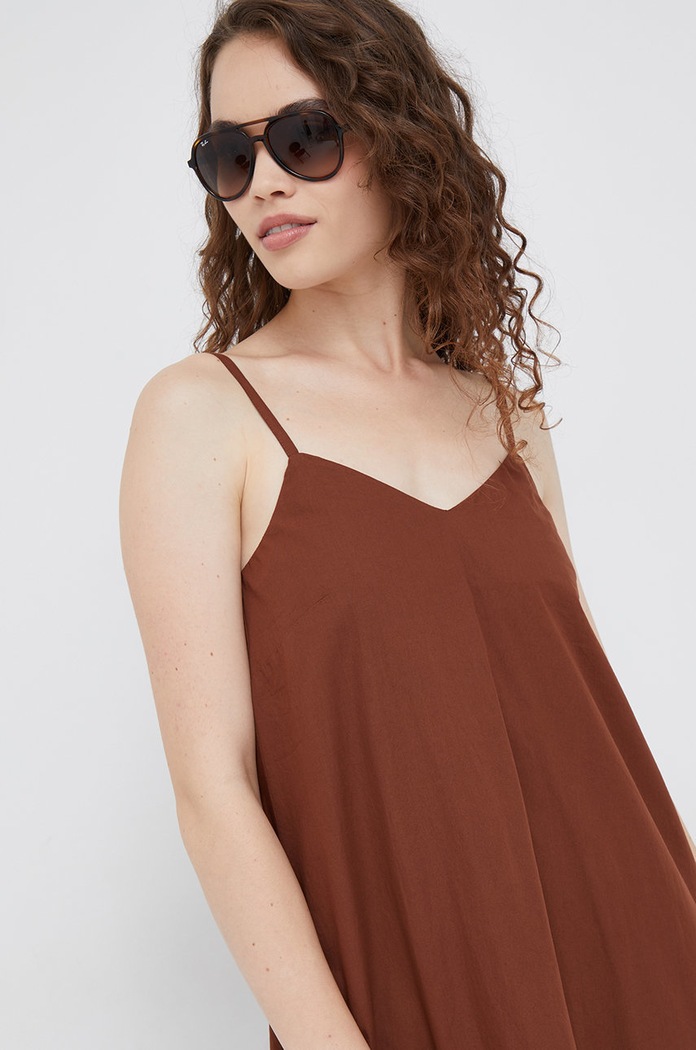 Sisley sukienka bawełniana brązowy 42FFLV02T.068