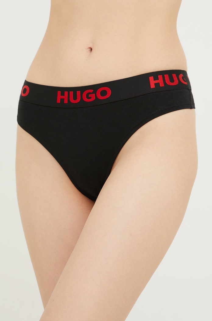 HUGO stringi THONG SPORTY LOGO dzianina czarny 50469651