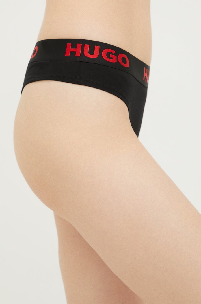 HUGO stringi THONG SPORTY LOGO 50469651 czarny AW25